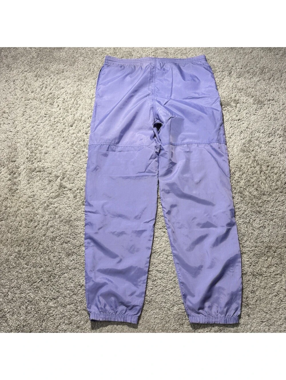 Vintage 90s Nike Nylon Track Pants Womens L Purple Ankle Zip Windbreaker VTG